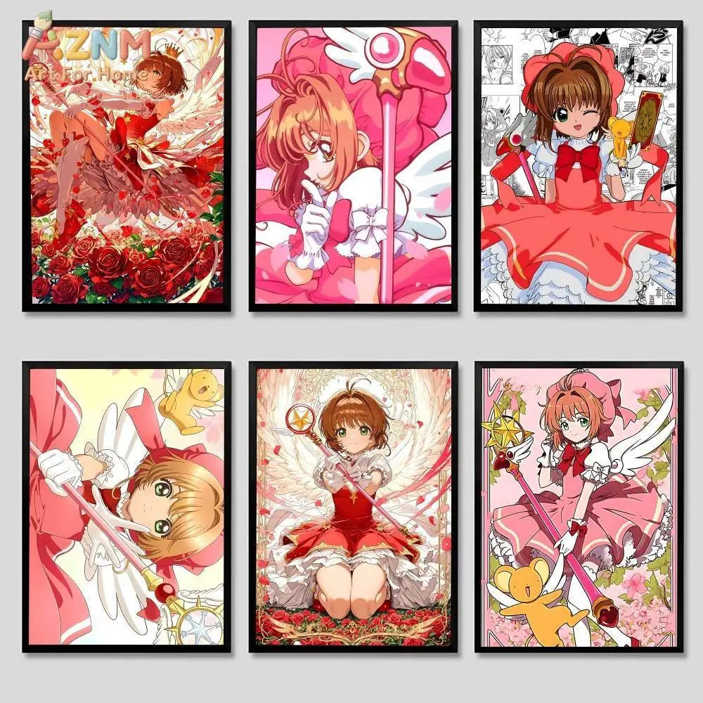 AZNM Cardcaptor Sakura Kinomoto Sakura Kero Chan, Lienzo Decorativo de Anime sin Marco, Decoración de Manga para Habitación de Niñas, Póster