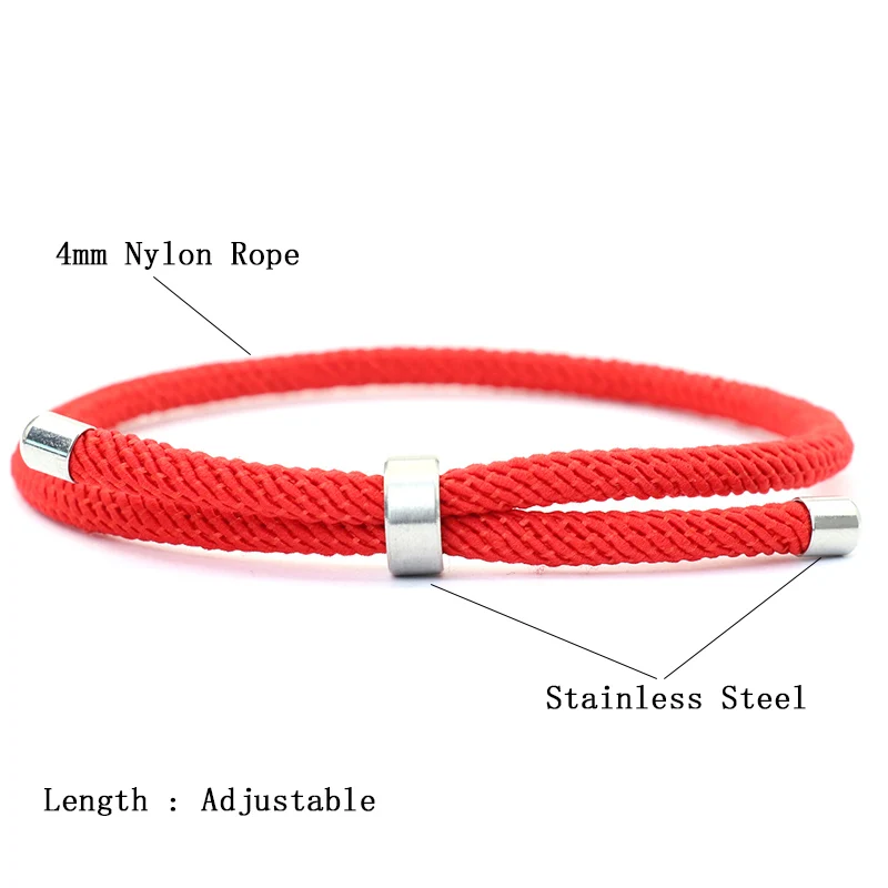 Minimalist Thread Bracelet Unisex Stainless Steel Sliding Buckle Adjustable Cord Braclet Men Women Bohemia Braslet Accessories