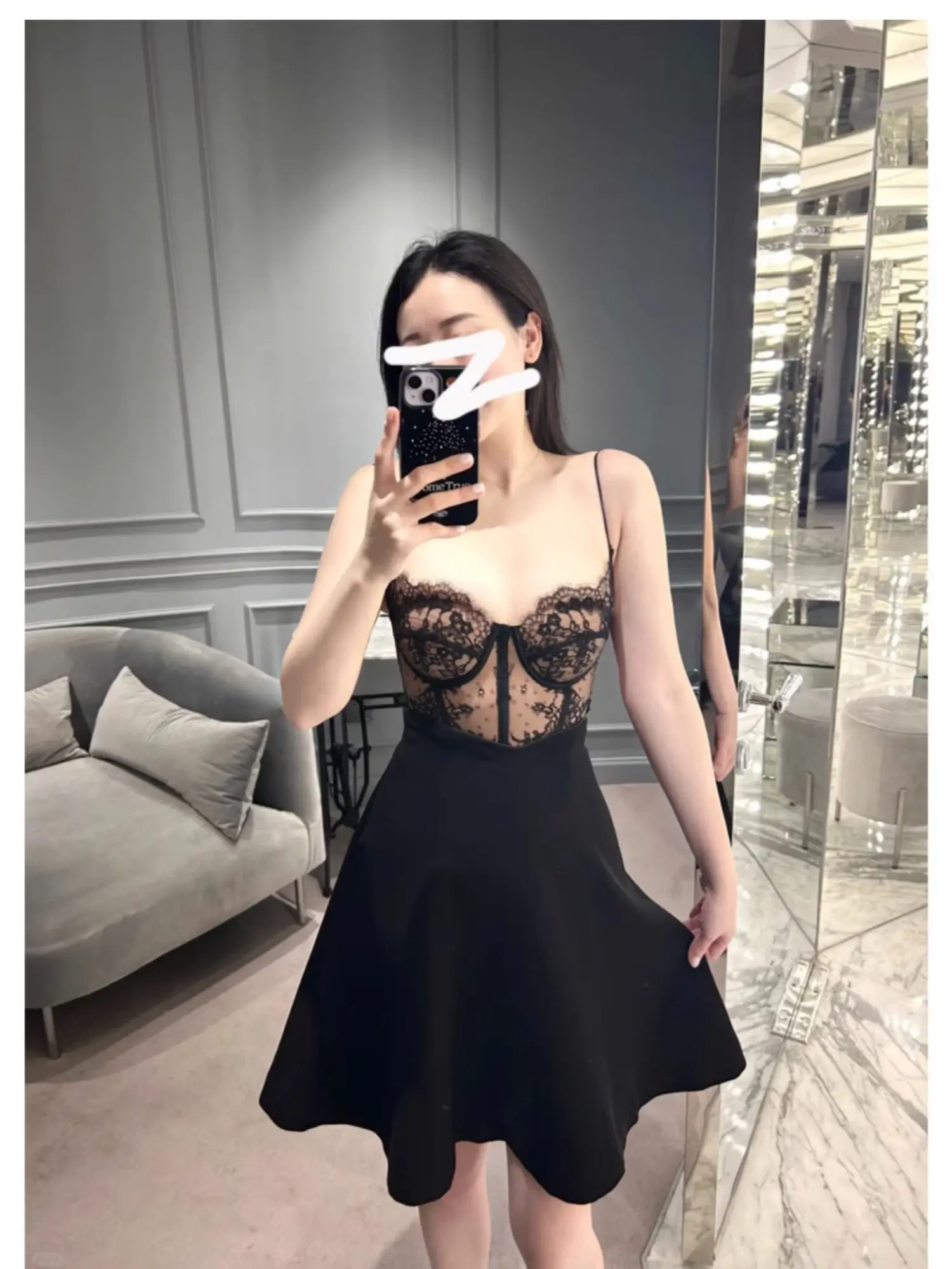 Feminine Sexy Lace Suspender Dress Women 2025 Spring Fashion Temperament Dress Sets Ladies Sleeveless Unique Chic Two-piece Sets