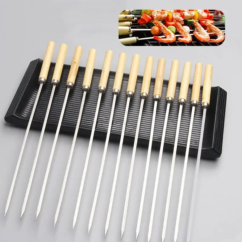 Flat Skewers Stainless Steel for Grill Bbq Accessories Barbecues Permanent Match Kamado Barbecue Outdoor Kitchen Dining Bar Home