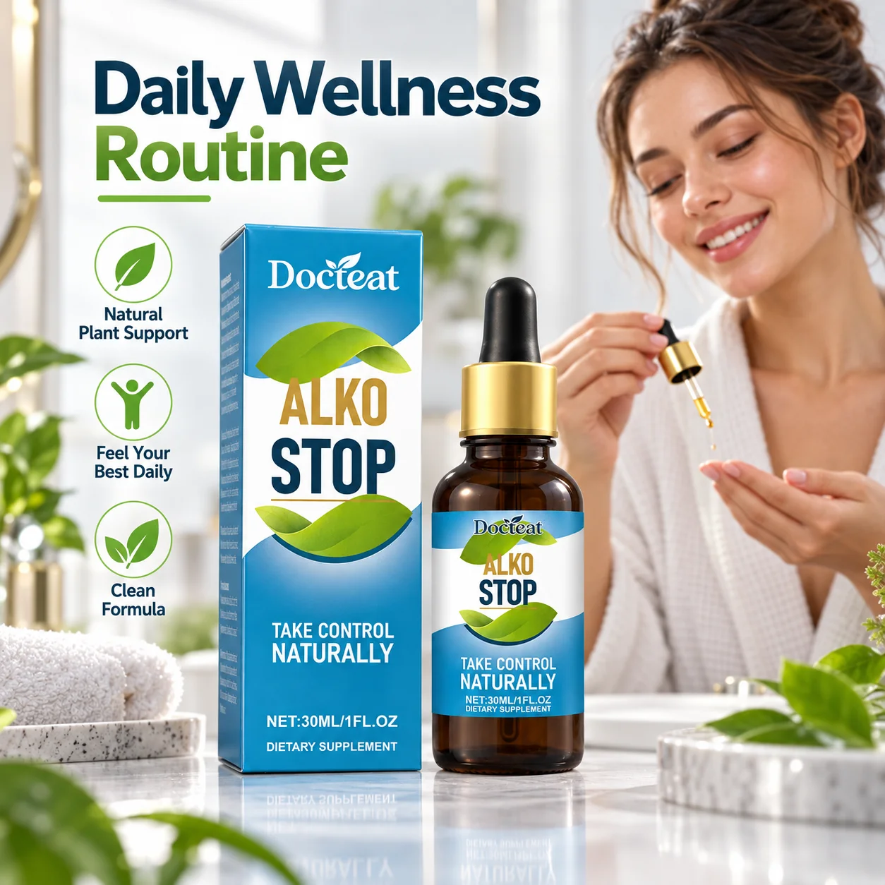 Plant Based Supplement Drops 30ml With An Herbal Formula And Dropper Bottle Packaging For Convenient Dispensing And Easy Storage