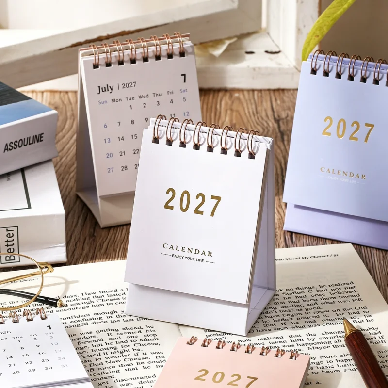 2027 Mini-Kalender in Morandi-Farben, kleiner Schreibtischkalender, Memo-Kalender, Planer, Desktop-Dekoration, Bürobedarf, Neujahrsgeschenke – Detail 3