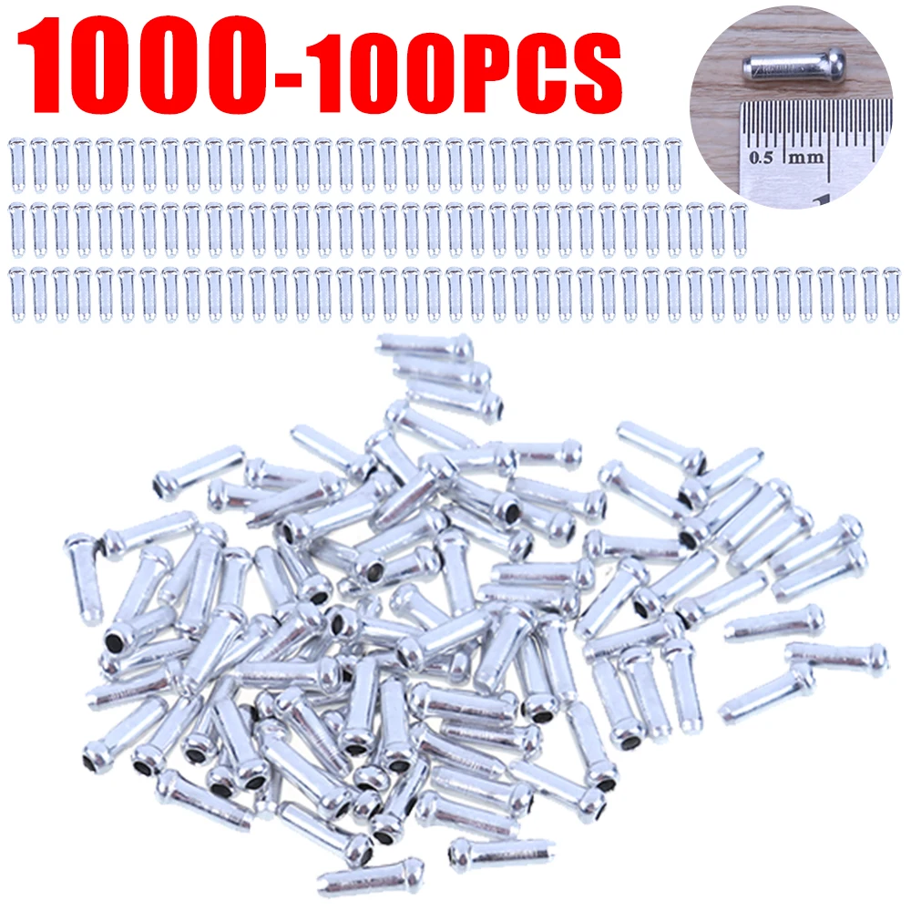 1000-100PCS Bicycle Brake Shifter Cable End Caps MTB Bike Aluminum Inner Cable Tips Crimps Bicycle Parts Cycling Accessories