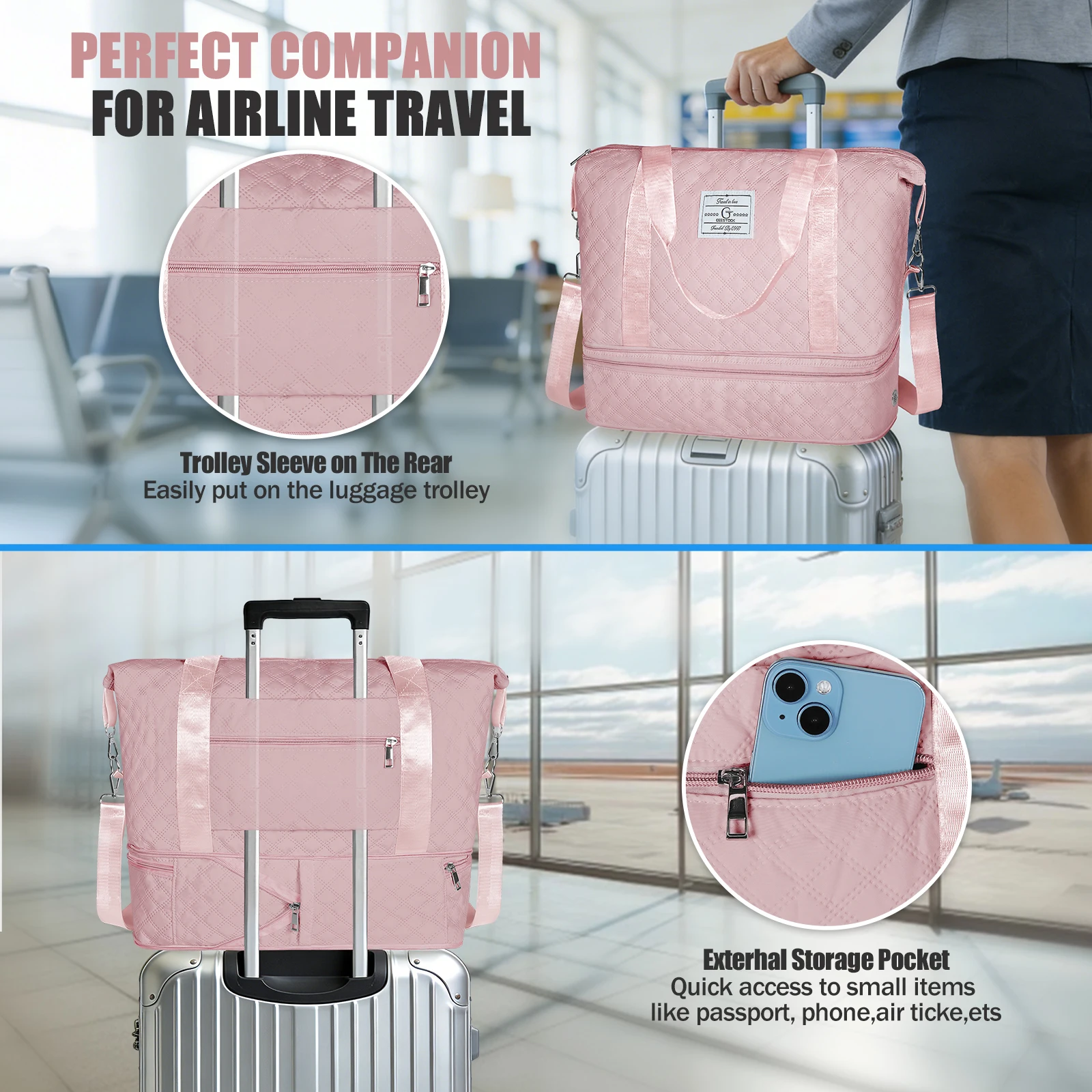 Large Travel Duffel Bag With S - Women Bags Pk recension och pris