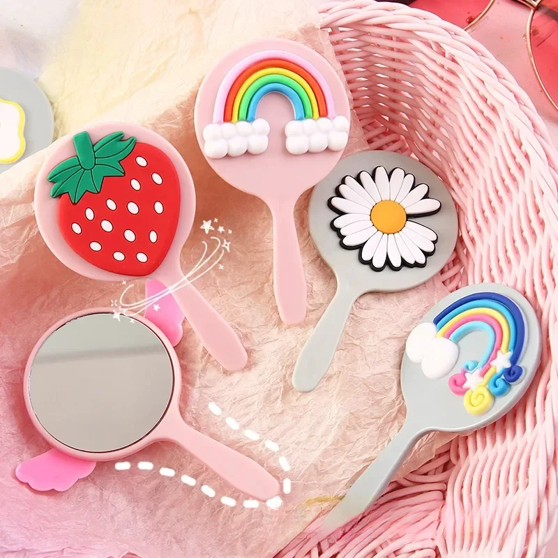 Mini Creative Cartoon Portable Makeup Mirror Wind Cute Girl Makeup Sweet Portable Handheld Pocket Mirror Makeup Mirror