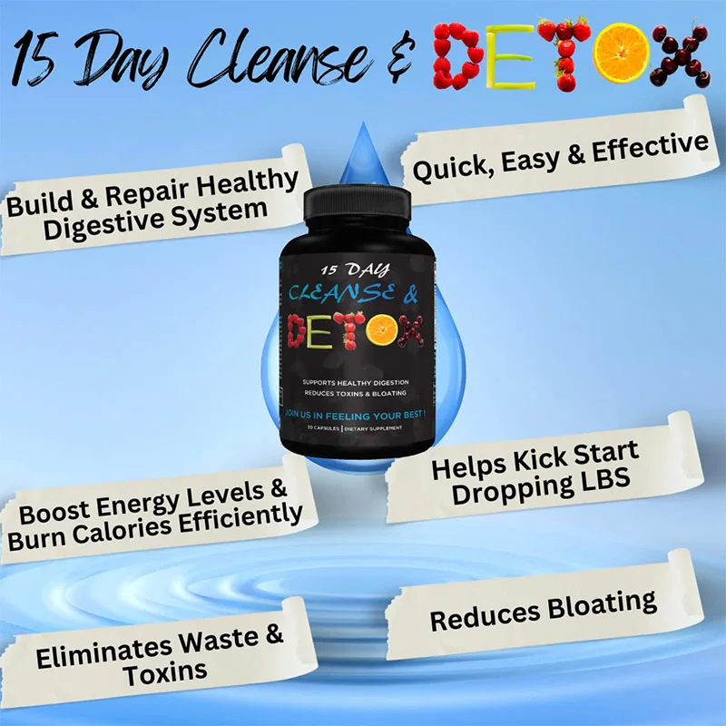 15 days of colon cleaning and detoxification, reducing bloating and flat belly, containing probiotics 2 Fer 1 to flush toxins