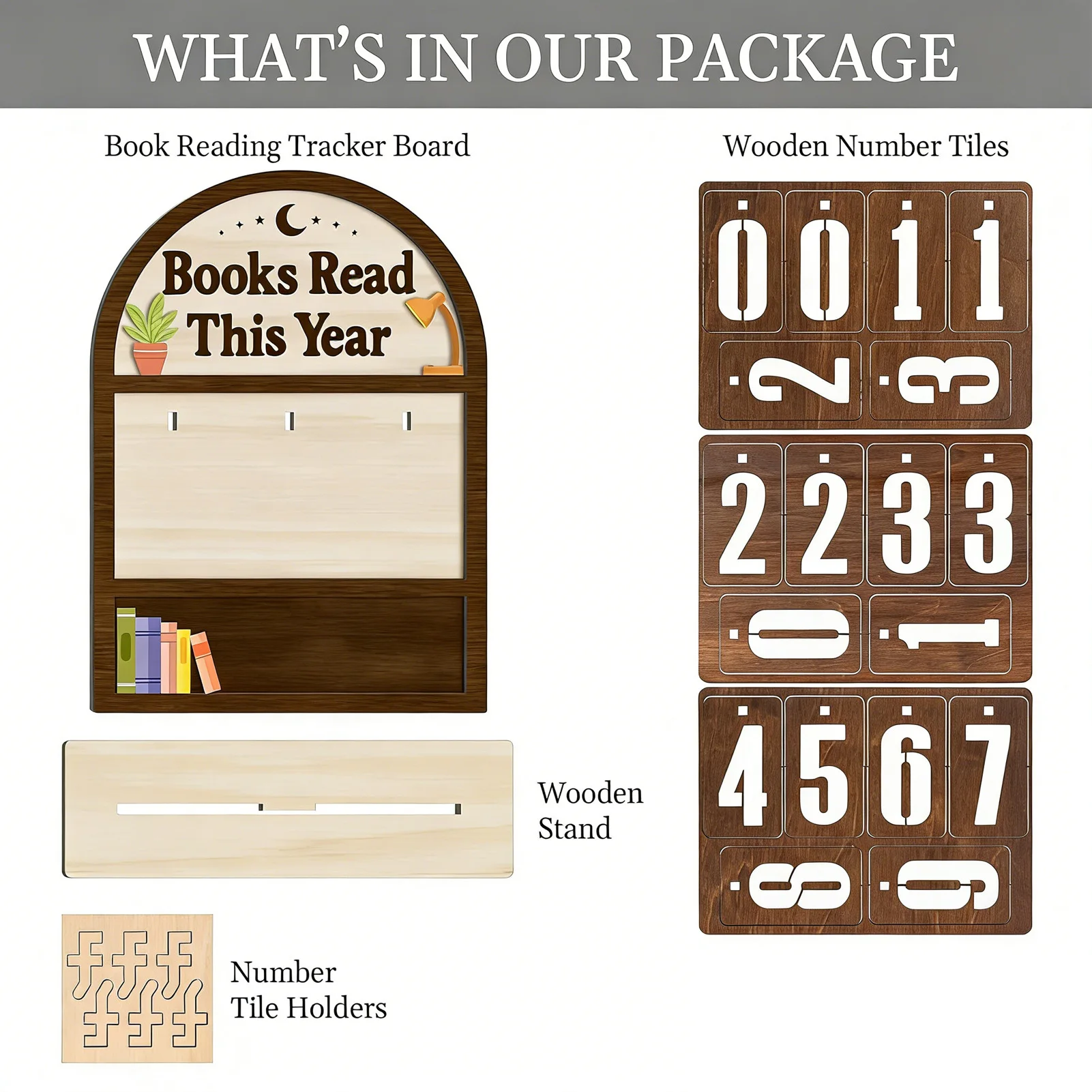 Book Counter Sign Wooden Bookshelf Table Ornament Reading Goal Counter For Library Nook Study Corner Home Workplace Living Room