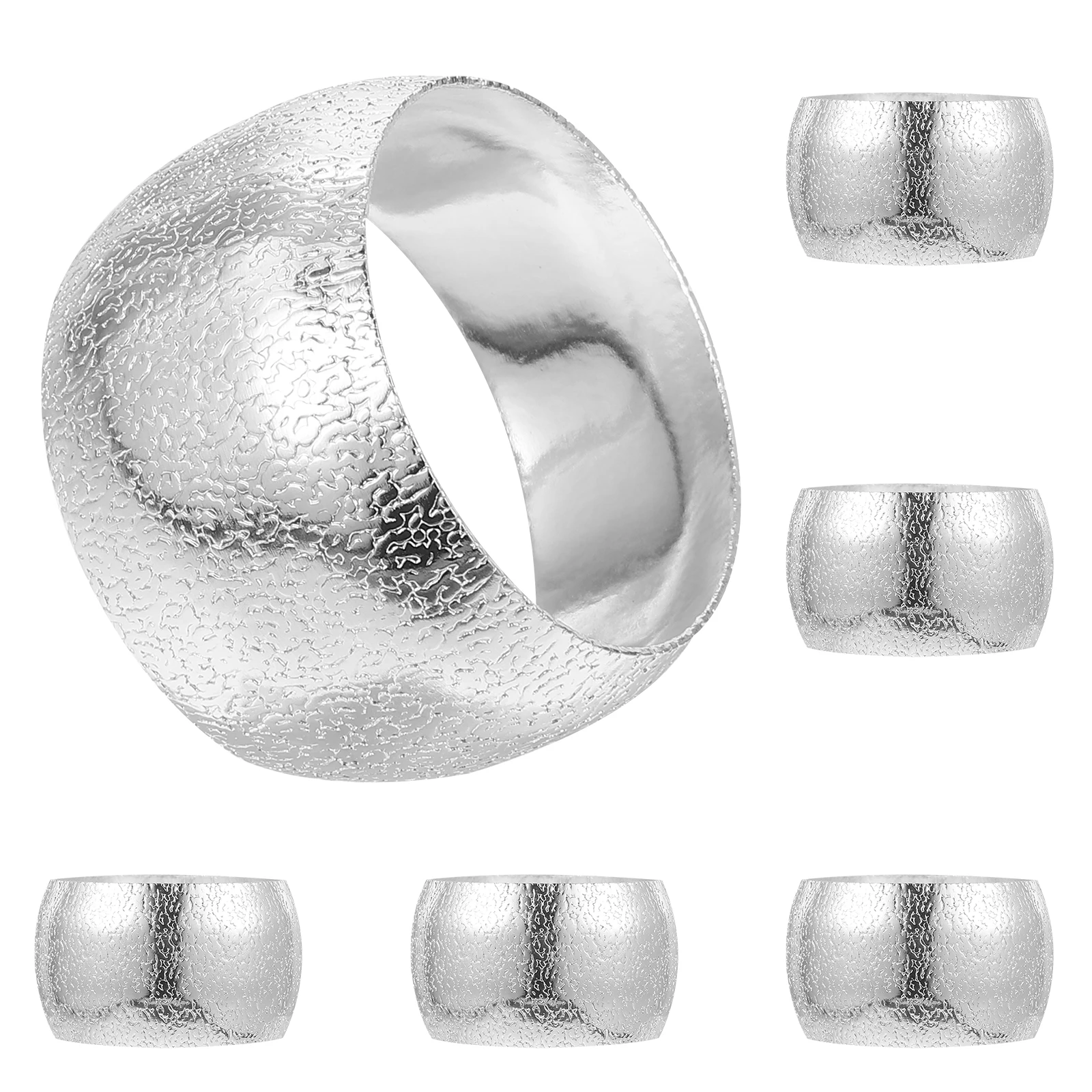 

6Pcs Silver Napkin Holder Rings Stainless Steel Elegant Dining Table Decoration Wedding Party Banquet Napkin Rings