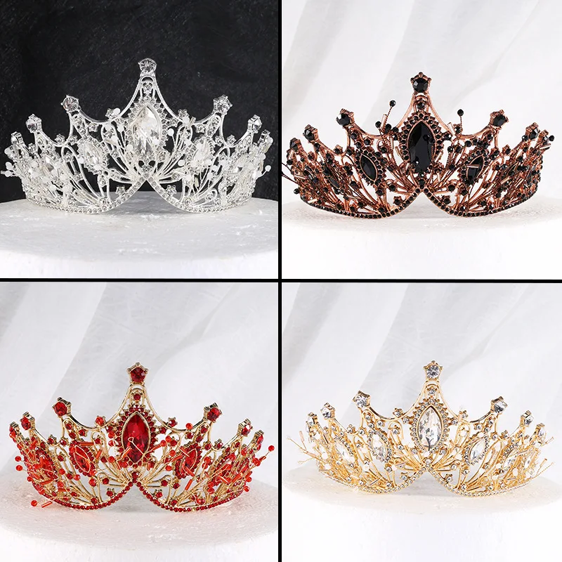 Vintage Elegant Crystal Queen Princess Crown Baroque Wedding Bridal Headband Bridesmaid Hair Accessories Headpiece Factory Pric