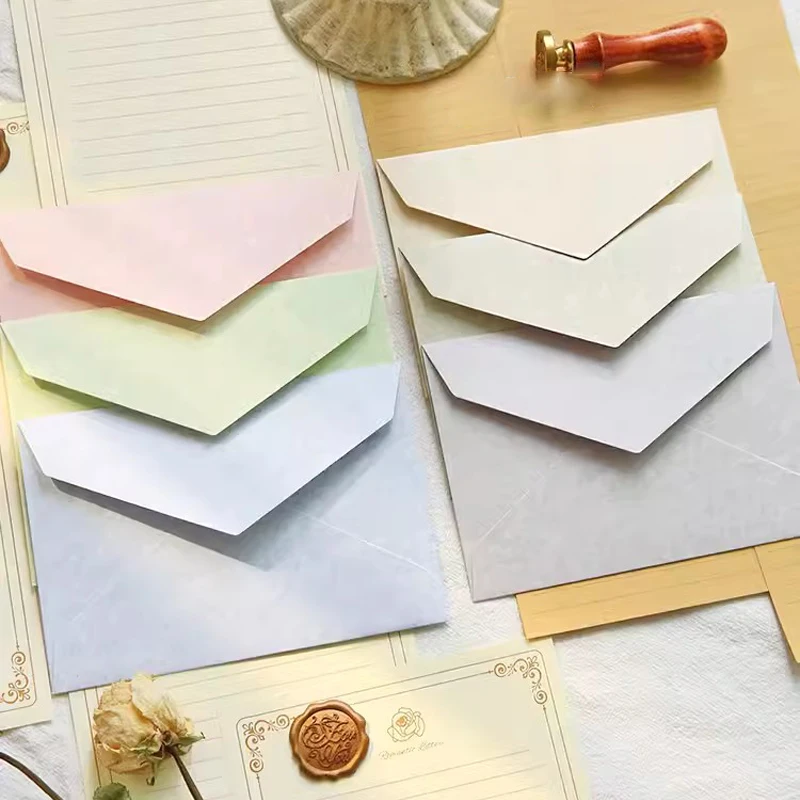 5pcs Kawaii Macaron Envelopes Thick Paper Cash Envelopes Wedding Party Invitations Cards Cover Envelopes for Letters Stationery