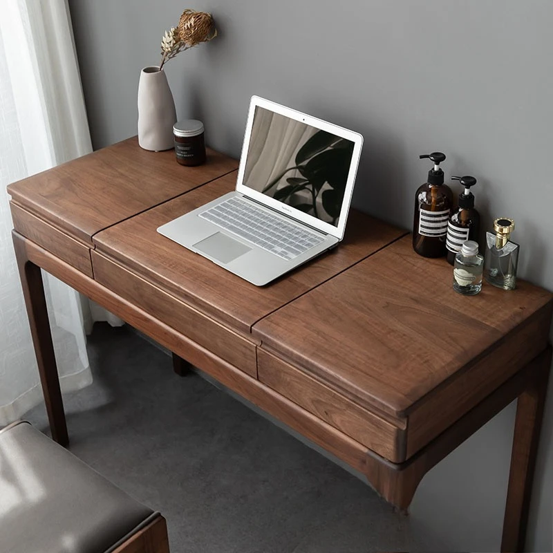 North American black walnut all-solid wood dressing table, integrated computer desk, eco-friendly multifunctional bedroom