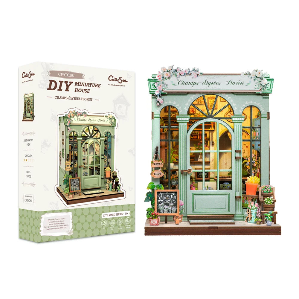 

CuteBee New Style Wooden Book Nook Garden House 3d Wooden Puzzle Dollhouse Miniature Diy Craft Kit Book Nook Kit