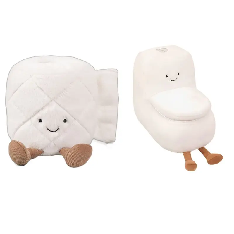 

BAAJ-Two Piece Toilet Set Simulation Plush Toilet Paper Toilet Paper Rolls