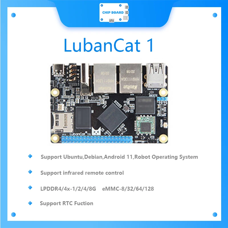 

LubanCat 1 Rockchip RK3568 development board 1 TOPS NPU, 4K decoding, Supports Ubuntu, Debian, Android 11 OS