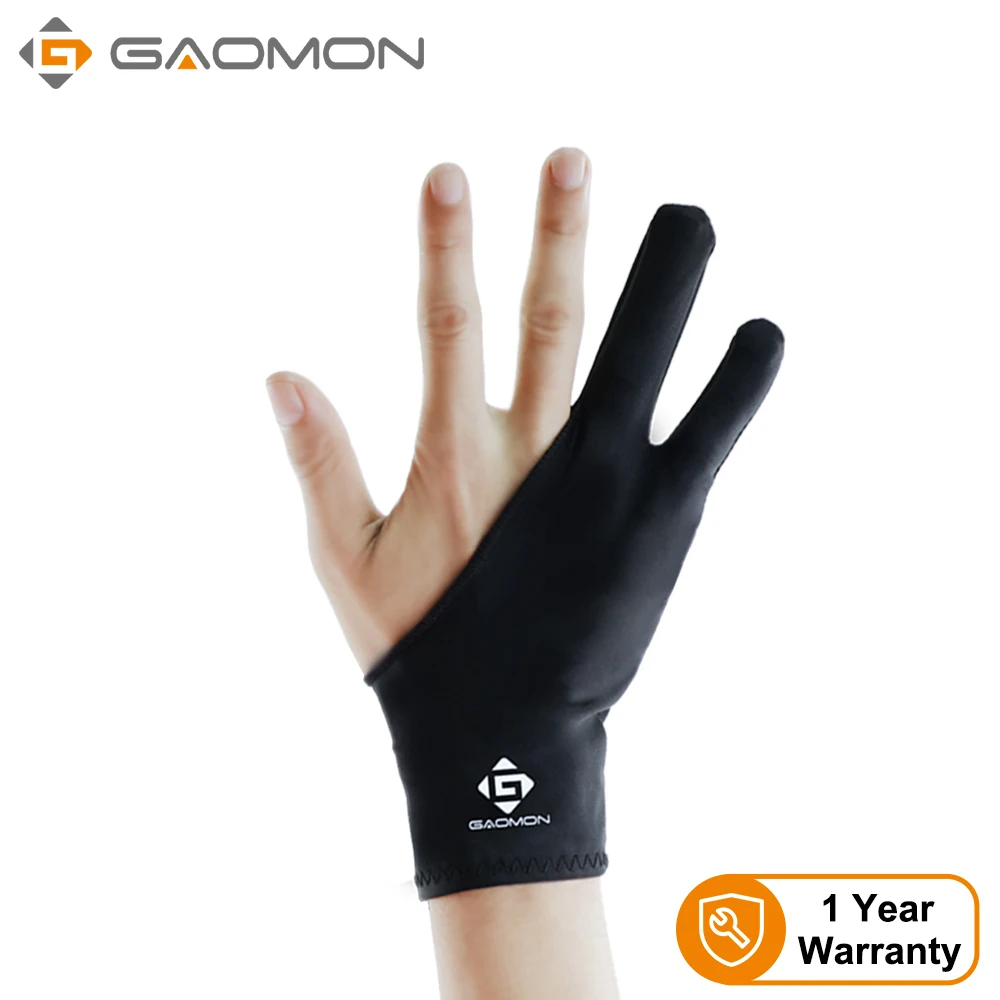 GAOMON Zwei-Finger Anti-Skid Schwarz Künstler Lycra Handschuh für Grafiken Tablet/LED Licht Box/Stift display-Freie Größe