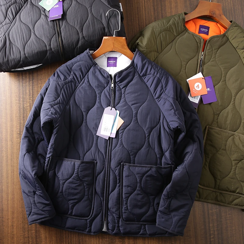 Casual Japanese Sle Cotton Jaet Lined Vest Unlined Stand Collar Thi Warm Faionable Urban Youth Outerwear Coat