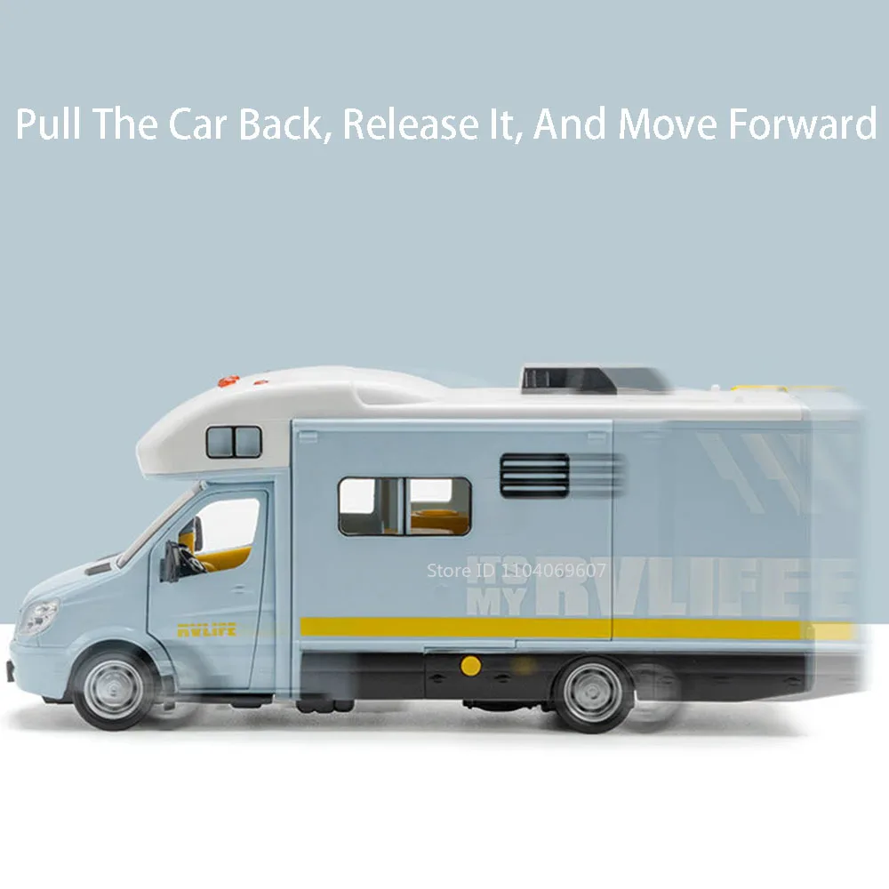 Escala 1:32 acampamento rv liga diecast f150 modelo de carro brinquedos em miniatura som luz portas abertas puxar para trás presentes do festival para crianças