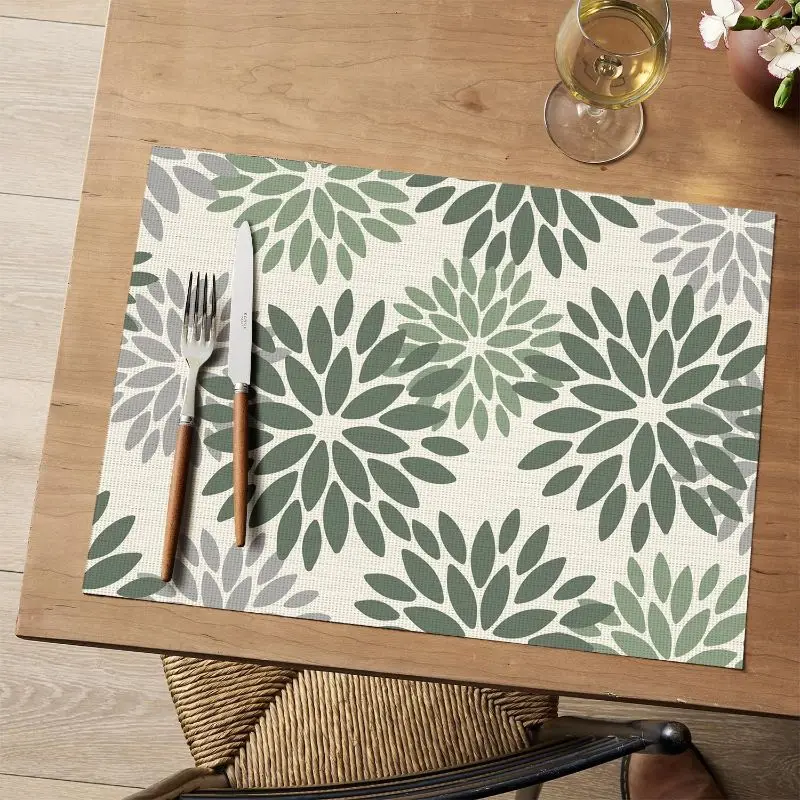 VIKAMA 2/4/6PCS Retro Daisy Flower Table Mat Insulation, Washable, Anti Slip Table Mat Kitchen Home Decoration