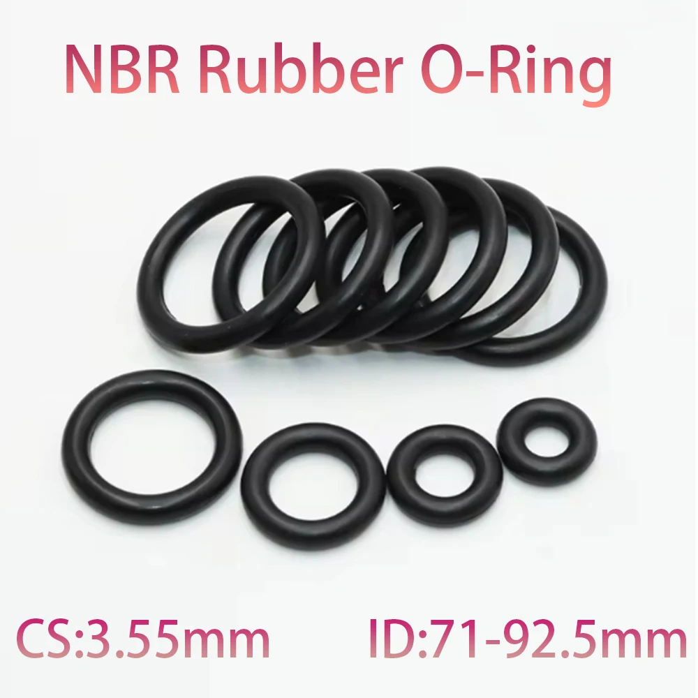 1-200Pc CS 3.55mm Black NBR Rubber O-Ring Gaskets ID 71/73/75-92.5mm Oil Resistant Acid & Alkali Resistant O-Ring Sealing Gasket