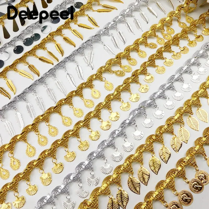 

2/9Yards Sequins Fringe Tassels Gold Silver Pendant Lace Trim for Wedding Dress Clothes Trimming DIY Crafts Sewing Accessories