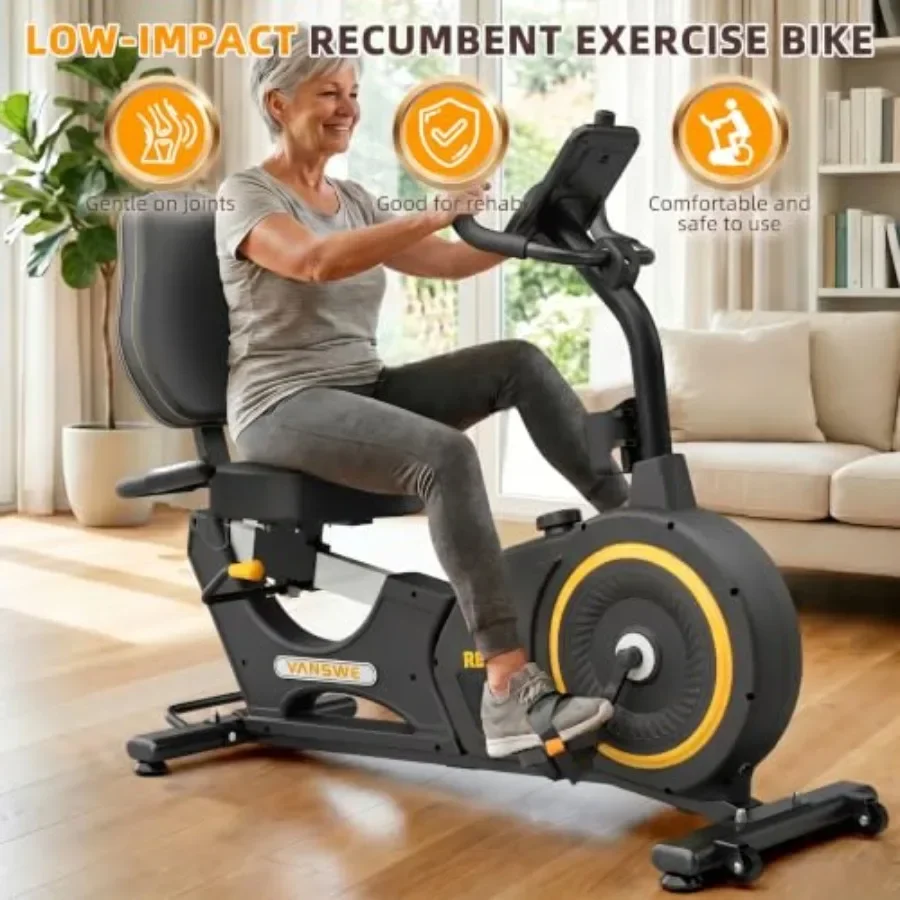 Recumbent Exercise Bike for Home Seniors Light Commercial: Steel Frame, Black, Low-Impact Comfort Design