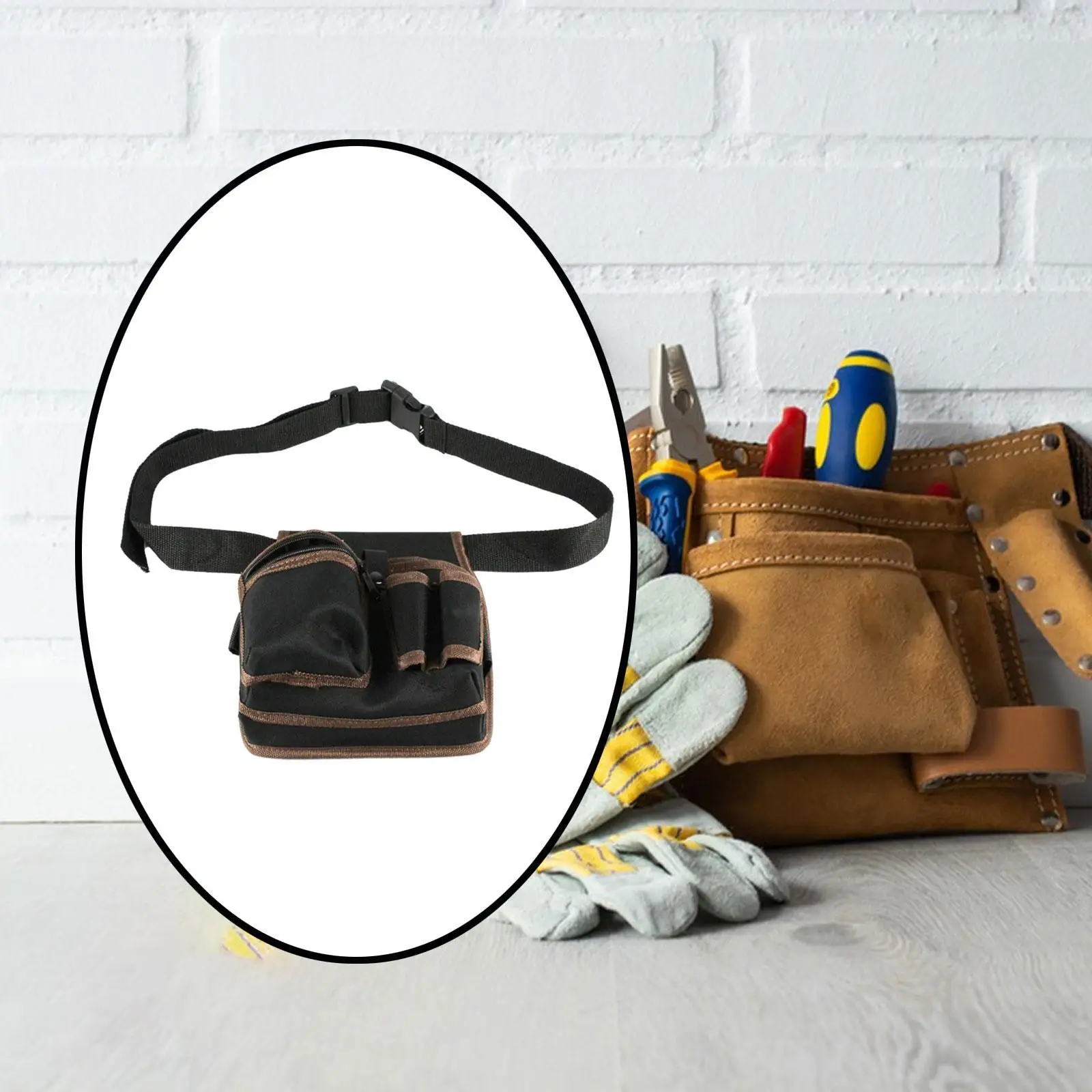 Tool Waist Bag with Serial Pockets and Adjustable Belt for Maintenance Worker Installer Decorator Use
