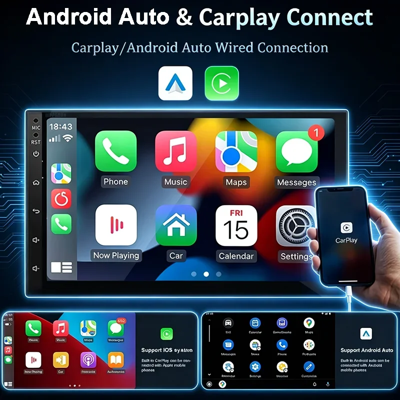 Universal 2Din Android 13 Car 7/9/10 Inch 8‑Core 4GB+64GB Car Stereo Radio GPS WiFi Bluetooth Auto Multimedia Navigation Player