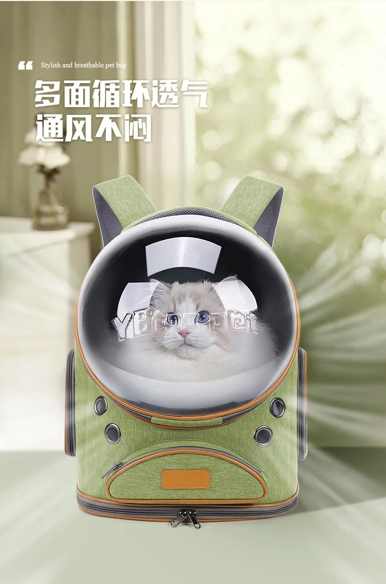 Yuebaitu Panoramic Cat Carrier Large Space Pet Bag Convenient for Outings Breathable Lightweight Backpack Space Capsule Cat Backpack