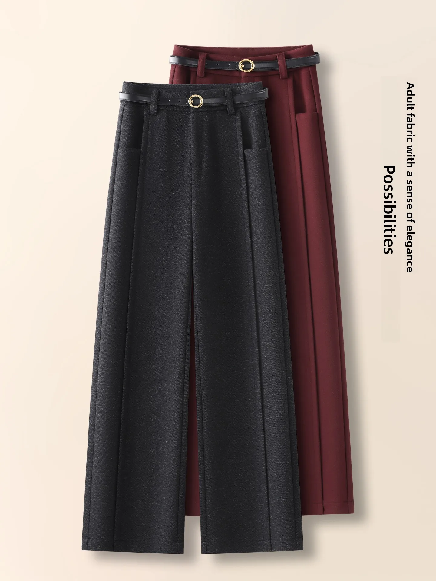 

High Waist Straight Leg Suit Pants Women's Autumn Winter New Loose Slimming Drapey Casual Narrow Version Wide Leg Pants