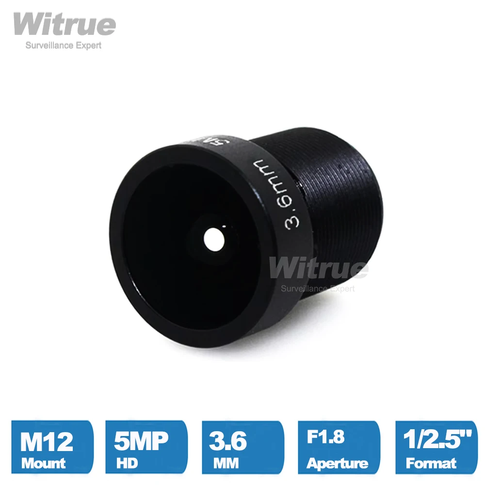 Witrue HD Lens 5.0 Megpixel M12 Mount  3.6mm F1.8  1/2.5
