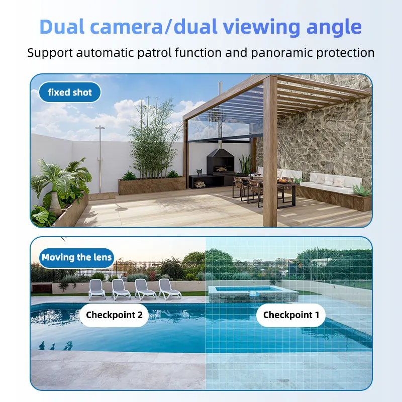 كاميرا لا سلكية للمنزل الذكي بعدسة مزدوجة 6 ميجابكسل كاميرا مراقبة لاسلكية واي فاي للرؤية الليلية كاميرا CCTV داخلية وخارجية #5