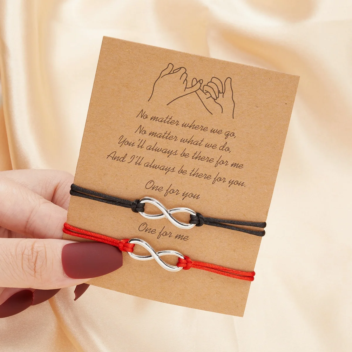2 قطعة/المجموعة أحمر أسود حبل إنفينيتي رمز الكلمات 8 أساور للأزواج للنساء الرجال رومانسية لا نهاية لها الحب الصداقة أساور مجوهرات