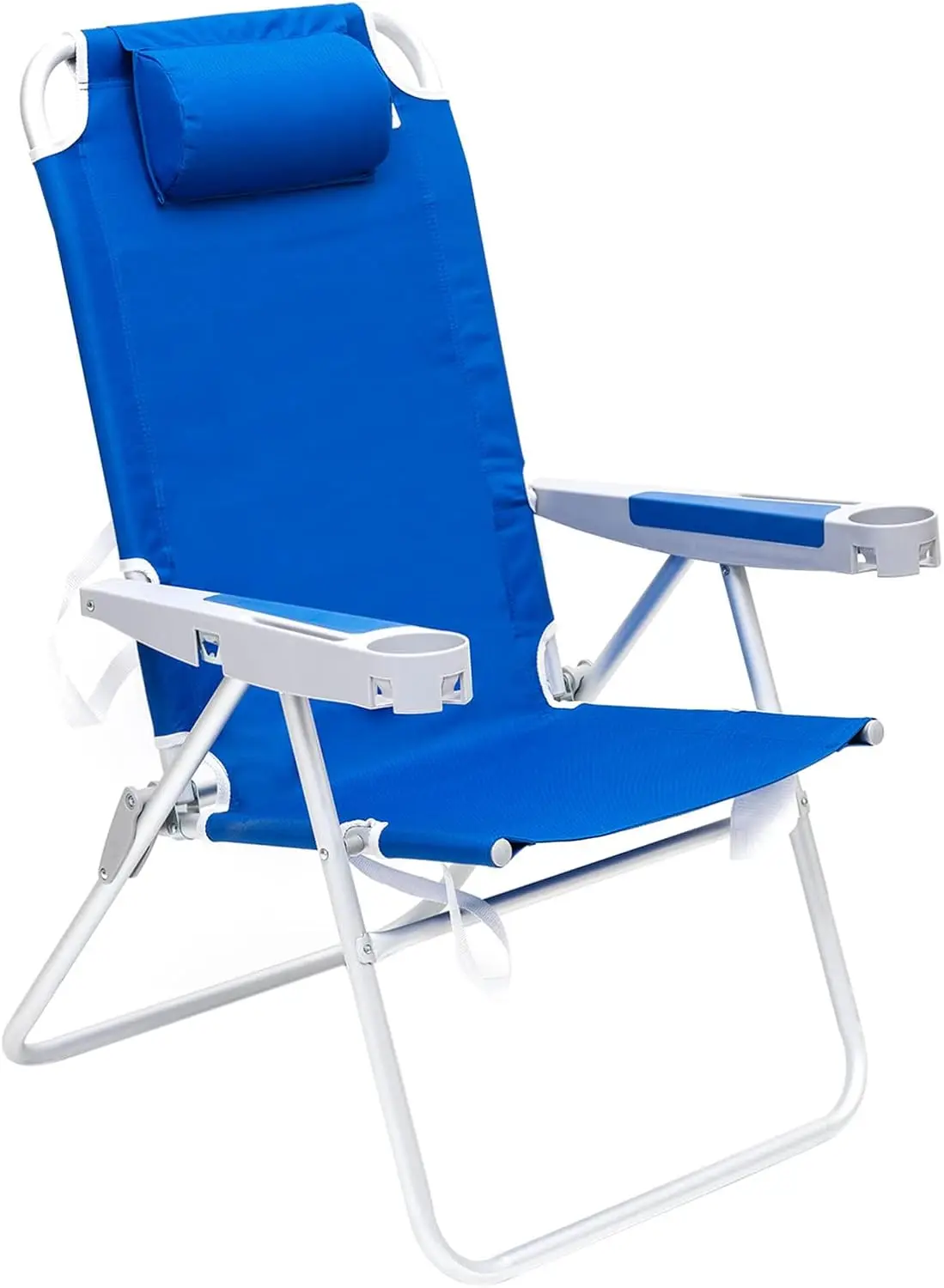 

Oversized Tall Folding Beach Chair Lightweight, 17" Portable Sand Chair for Adults Heavy Duty 500 LBS with Cup Holders
