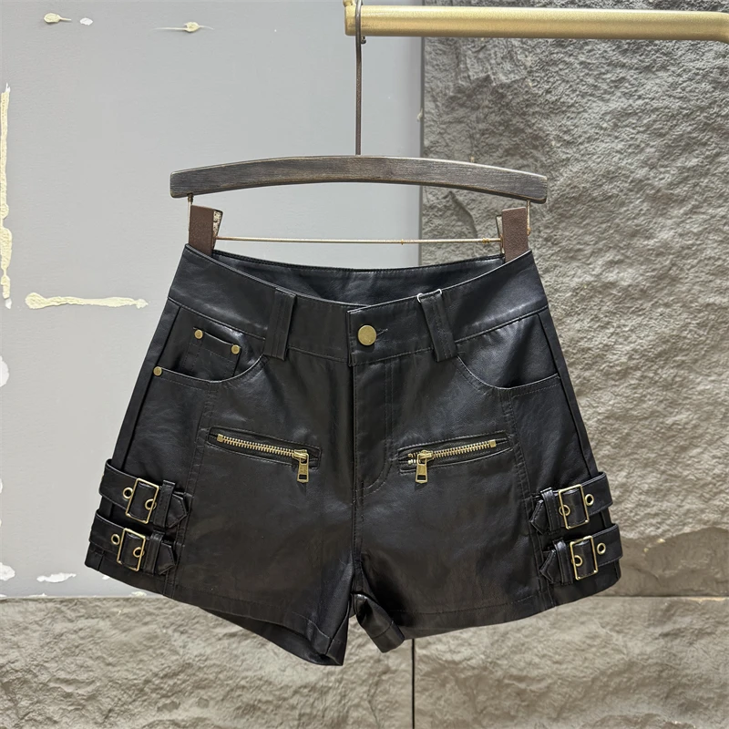 شارع العليا ملابس العمل الساخن فتاة بولي Leather السراويل الجلدية النساء ، 2025 الخريف الشتاء جديد تنوعا التخسيس ألف خط واسعة الساق التمهيد السراويل #2