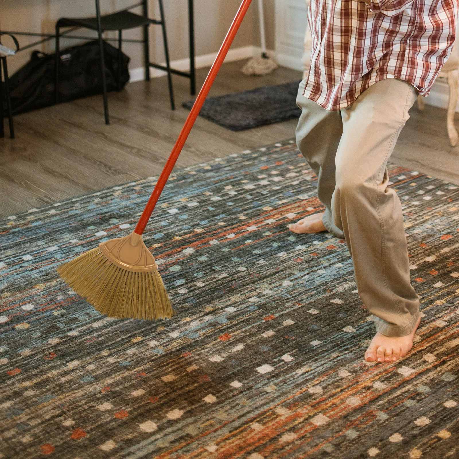 

Ceiling Broom Replacement Spider Web Cleaner Fan Shape Copper Color Thick Bristles Multi Scene Use Floor