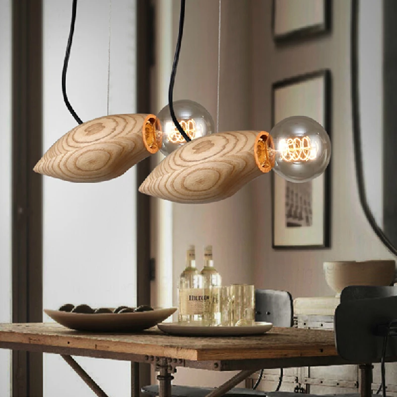 

Modern honeybee wood pendant light fixture home deco dining room bedroom bird shape pendant lamp E27 bulb