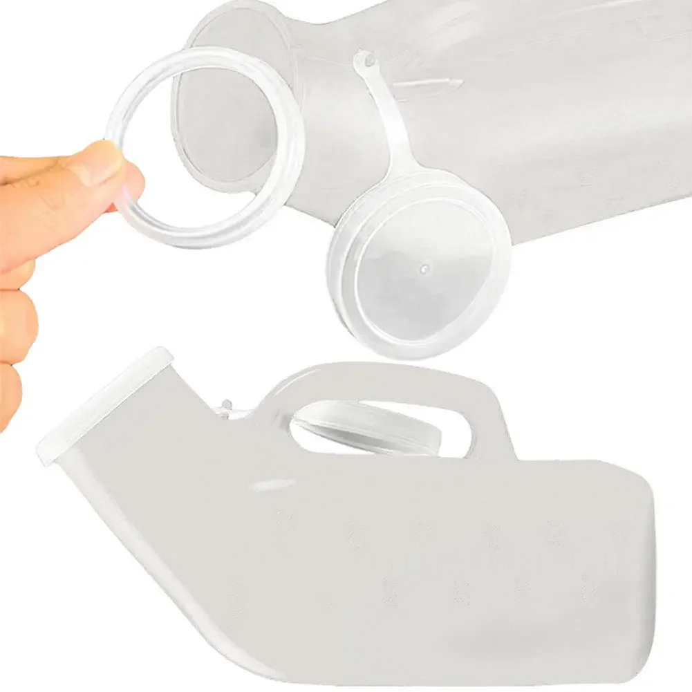 1200ml Pee Container Spill Proof Urine Bottle Plastic Mens Bedpan Bottle with Lid for Car Elderly and Incontinence