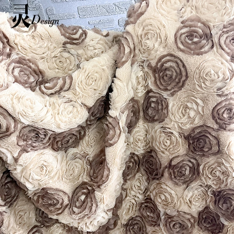 Velvet Thickened Embroidered Fabric for Dress Coat Clothing Fashion Designer Handmade Diy Sewing Material Cloth