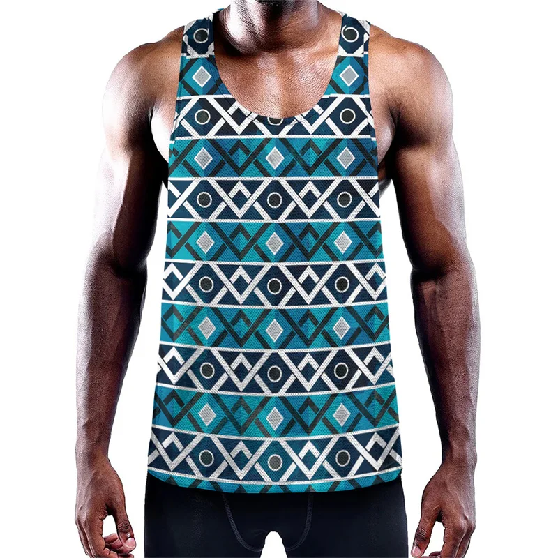 Harajuku Fashion 3D Print Tribal Aztec Trippy Styles Tank Top Kid Cool Streetwear Short Sleeveless Men Gym Tank Tops Sports Vest