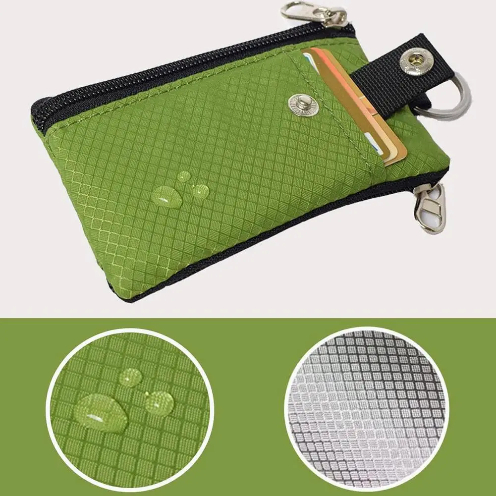Cartera delgada con bloqueo para mujeres y hombres, tarjetero minimalista resistente al agua con cremallera, llavero de viaje, funda con insignia con cordón, antirrobo