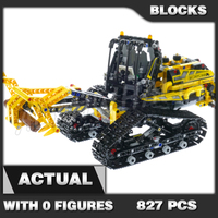 827pcs 2in1 Technical Tracked Loader Dumper Working Boom Claw Winch Tracks 11300 Building Block Set Compatible with Model