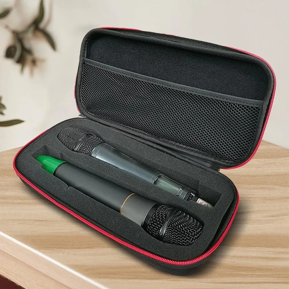 

Shockproof Microphone Carry Bag Hard EVA Drop Proof Wireless Microphone Case Mesh Pocket 1-to-2 Microphone Carrying Case