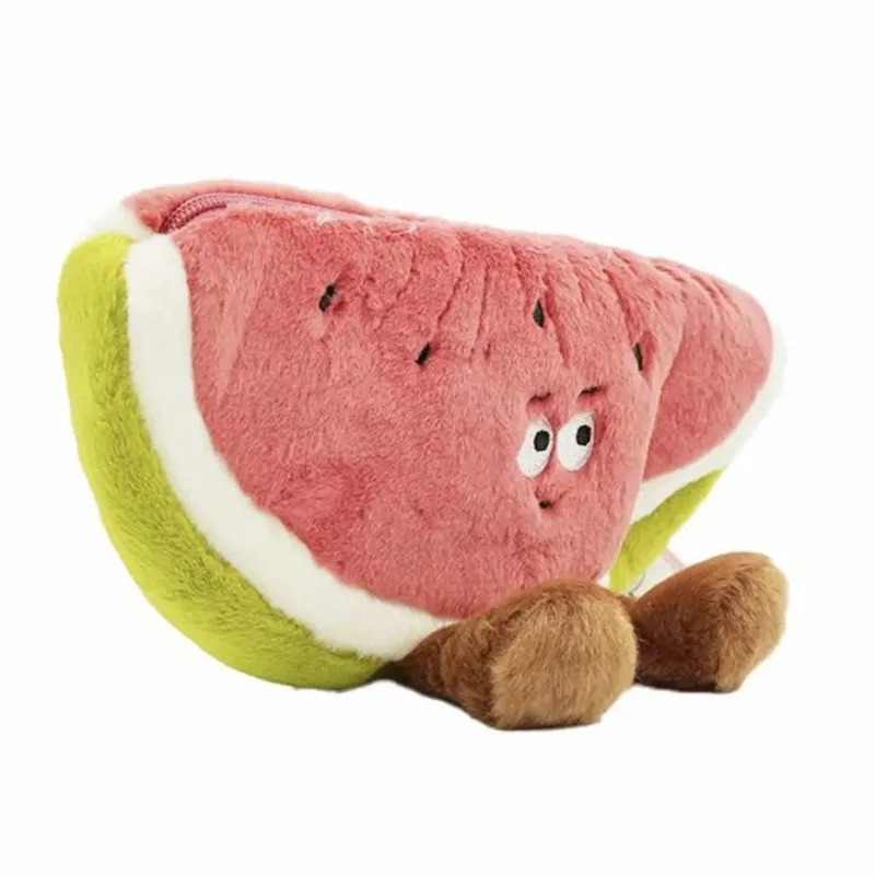 

Cute Cartoon Watermelon Plush Pencil Bag Large Capacity Boys And Girls Kawaii Funny Portable Plush Stationery Holiday Gift