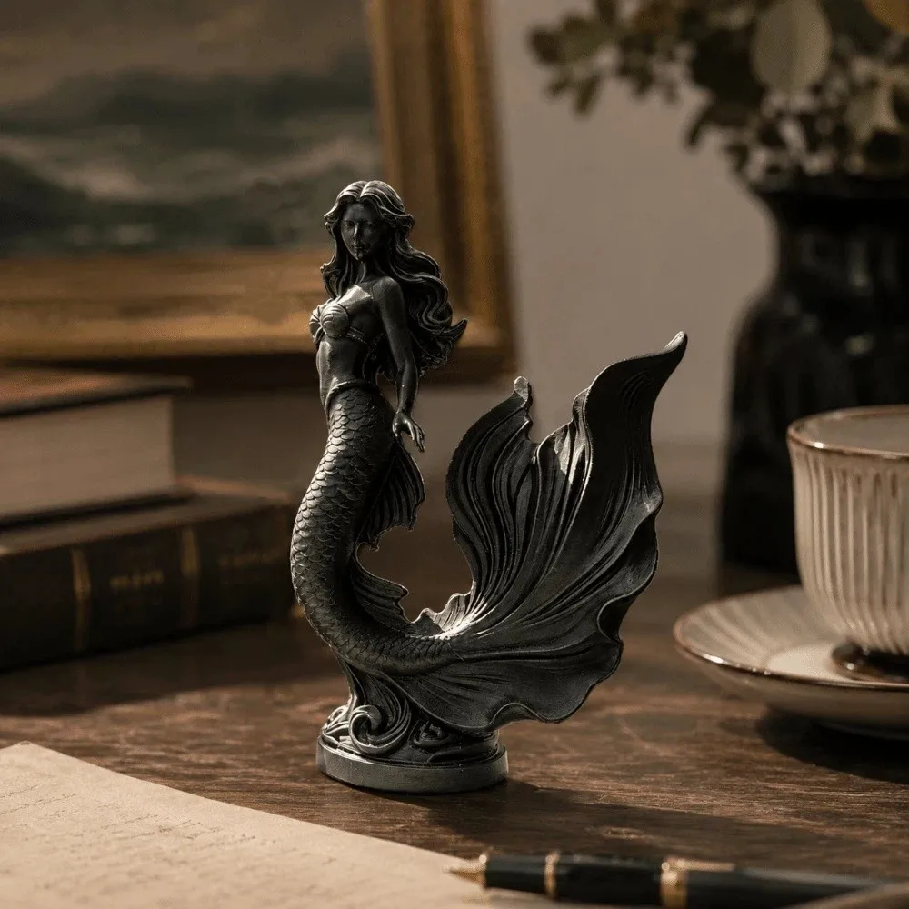 Sweet 3D Printed Mermaid Statue Ocean Theme Fairy Home Decoration Sculpture Mermaid Ornaments Living
