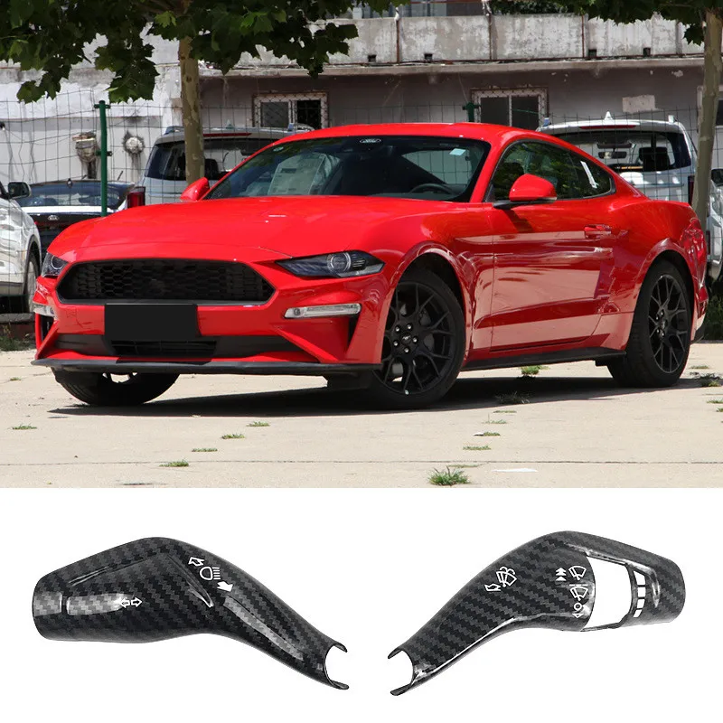 2X Car Shift Lever Wiper Rod Cover Trim  ABS Frame For Ford Mustang 2015-2020 Mondeo Taurus Edge Kuga Interior Accessories LHD