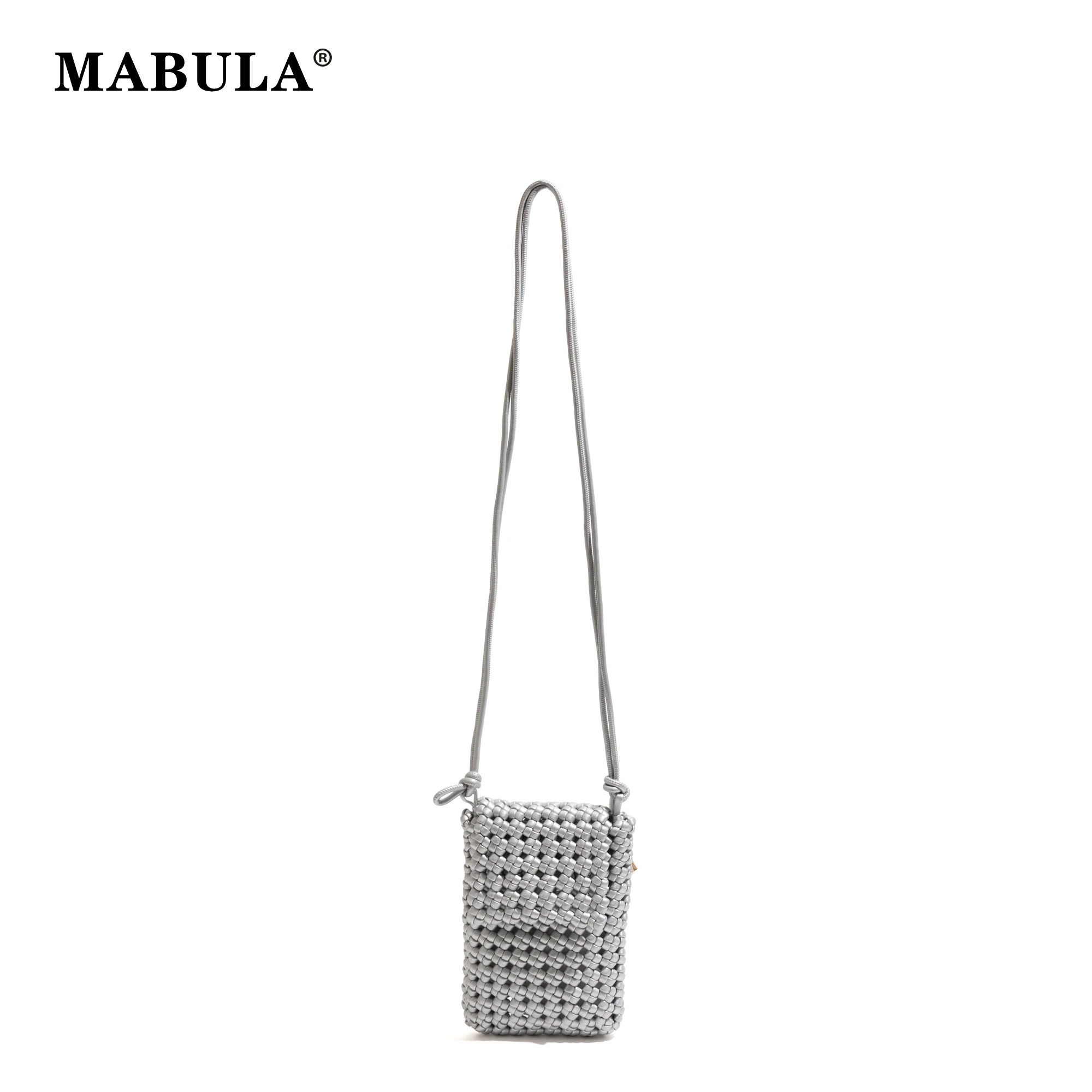 MABULA Unique Windmill Knot Handbag Handwoven Phone Purses Women's PU Shoulder Bag Versatile Hollow Out Ladies Crossbody Bag