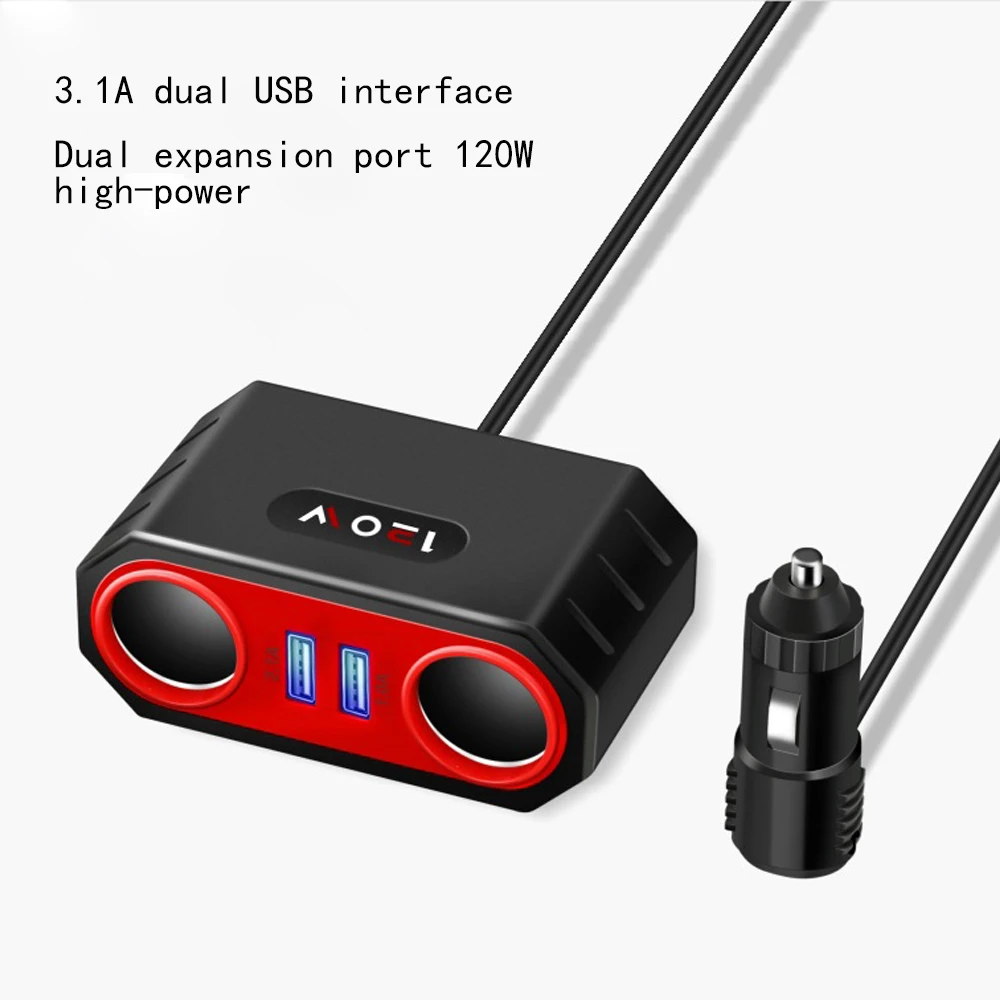 Car Cigarette Lighter Charger USB Auto Charge 120W Car Lighter Splitter Socket Universal for Dash Cam DVR Mobile Phone