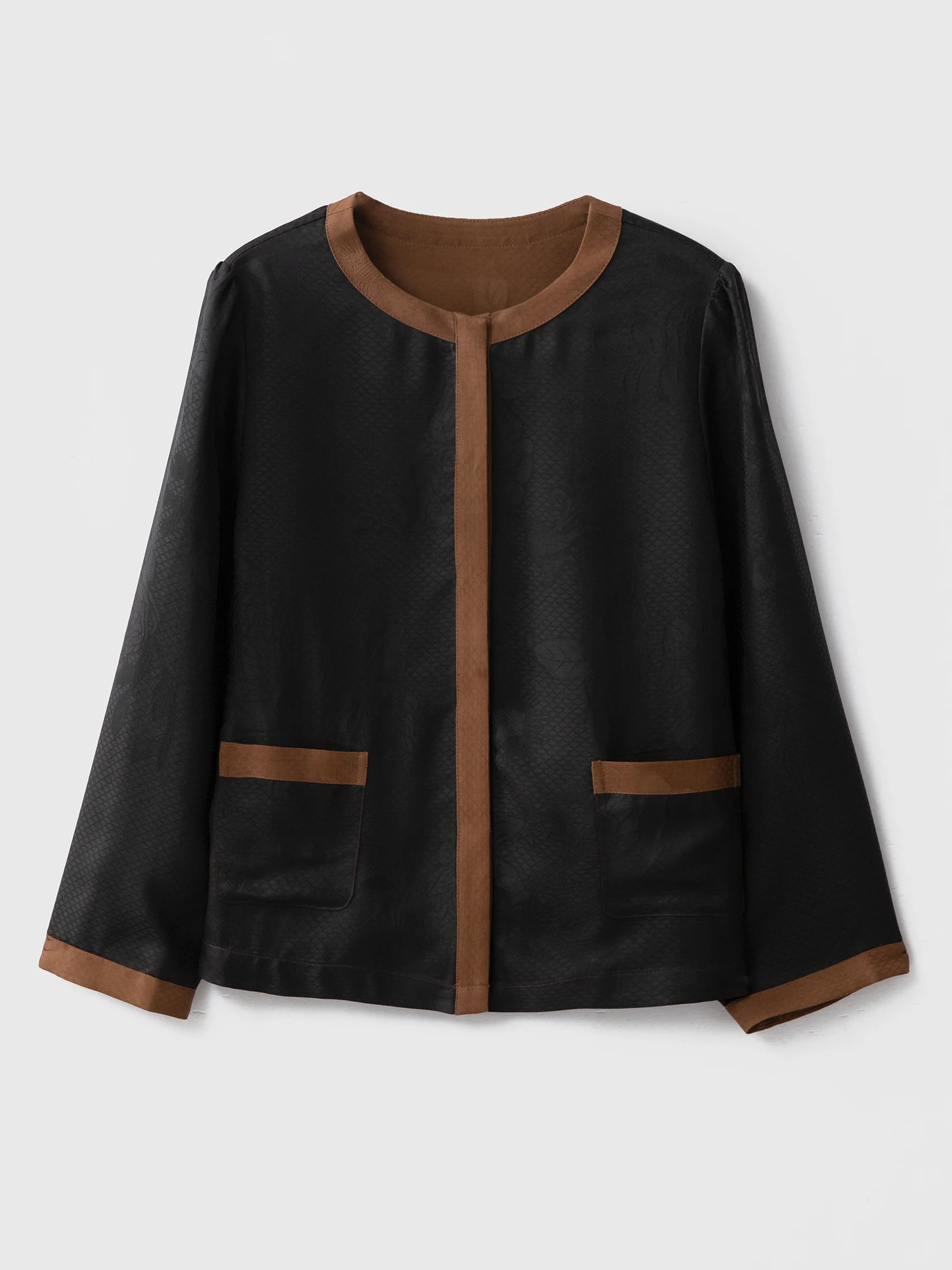 

Шелковый двусторонний кардиган с круглым вырезом и длинными рукавами, женская модная весенняя верхняя одежда, традиционный дизайн, китайский бренд