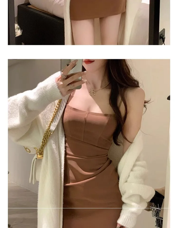 Vestidos Sexy Spaghetti Straps White Mini Dress 2024 Special Clearance Fashion Dresses Slim fit wrap around dress S-XXL Luxury