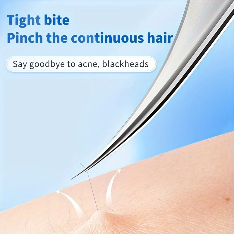 Pinzette per ciglia di precisione in acciaio inossidabile, pinzette specializzate per extension ciglia, pinzette per rimuovere l'acne e i punti neri